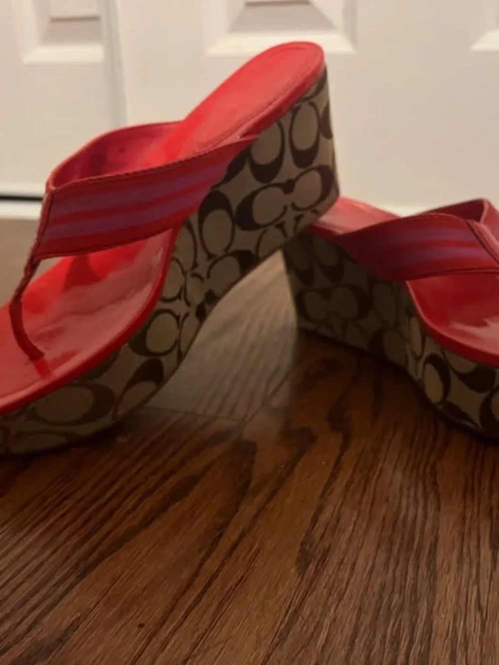 Coach Gabriela Stripe Web Wedge Sandals (NEW) Size 9 - Picture 2 of 5